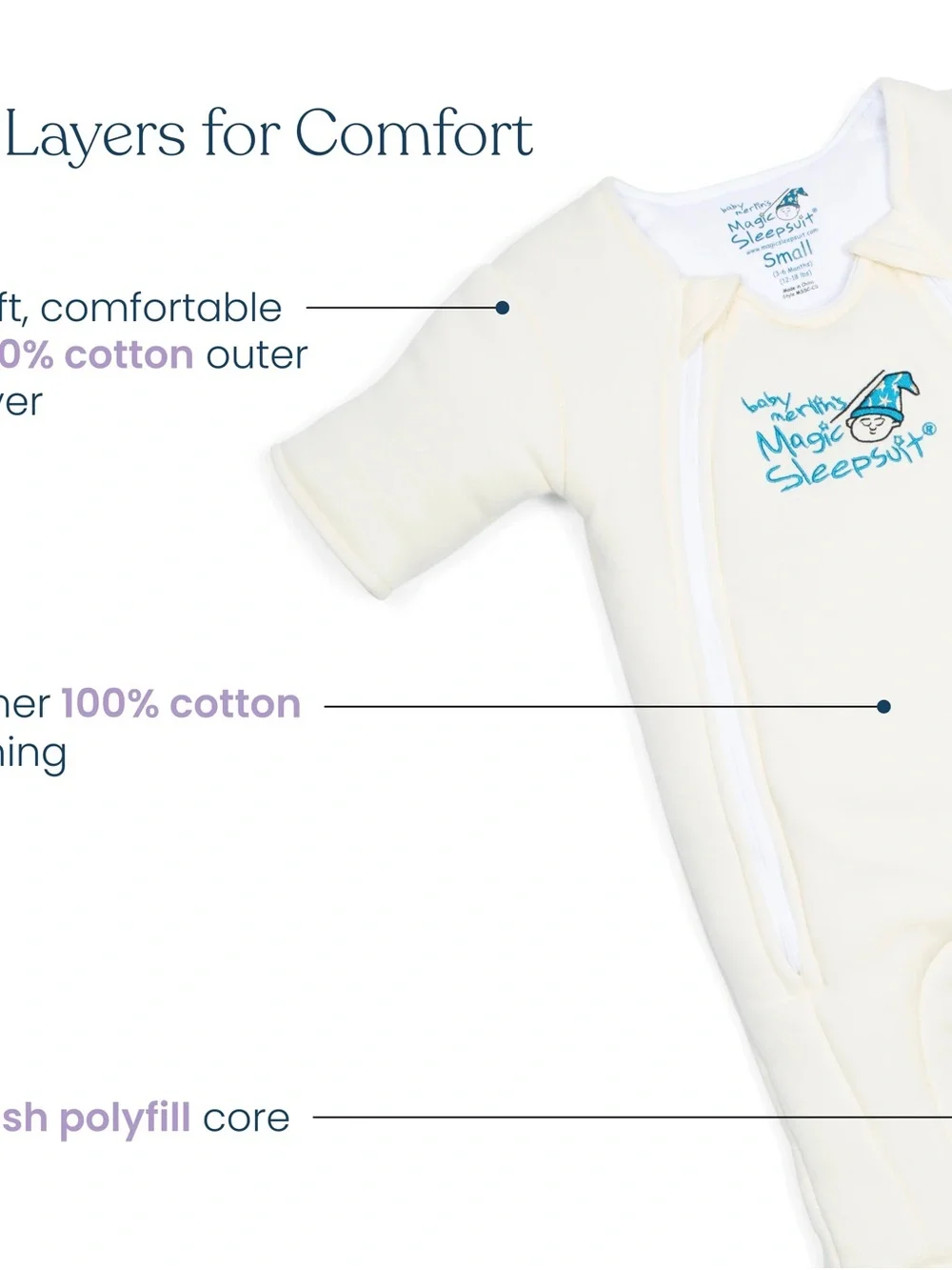 HALO Baby Merlin's Magic Sleepsuit Swaddle Transition - Yellow (Small; 3-6 mos) - Picture 6 of 6